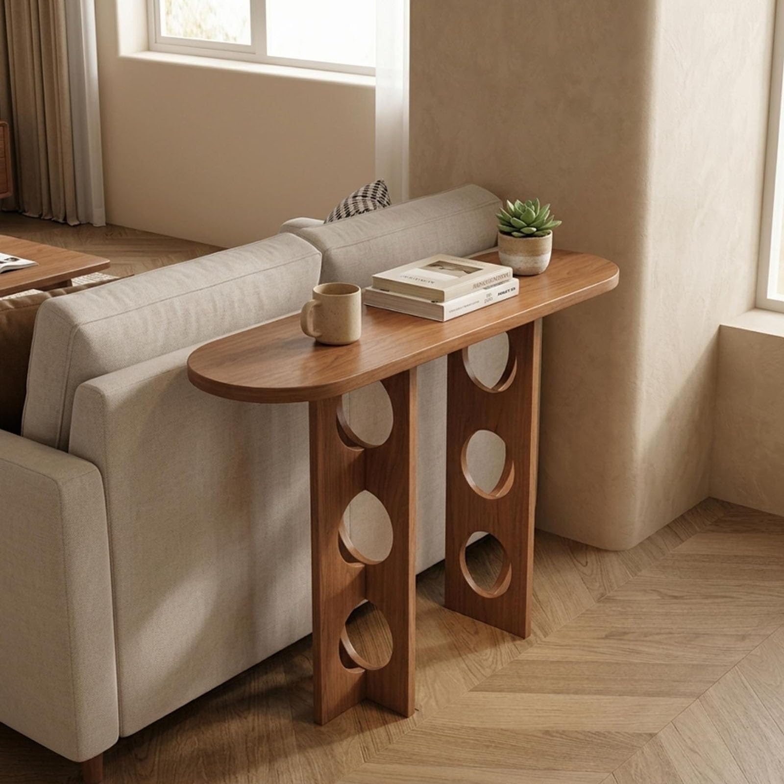 Tavolo Consolle in Legno Massello, Mobile da Ingresso Stretto e Lungo | Consolle da Corridoio Moderna per Dietro Divano, Soggiorno, Salotto e Ingresso