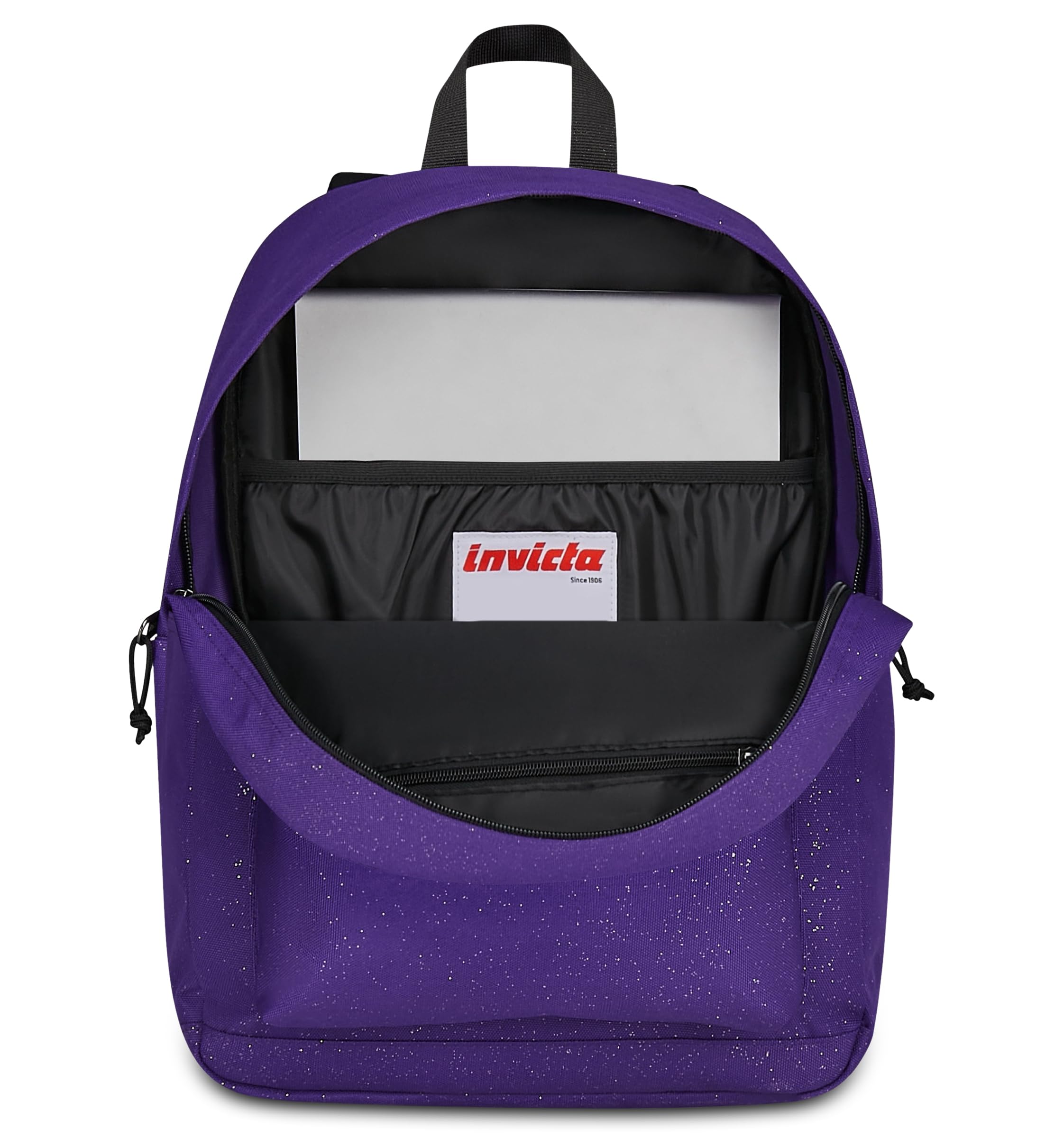 Invicta Zaino Scuola Carlson Shine, Viola, 24 L, Effetto brillantini, Monoscomparto, Tasca interna con zip, Scomparto porta pc ablet, Tasca laterale portaborraccia, Scuola media e superiore, Ragazza