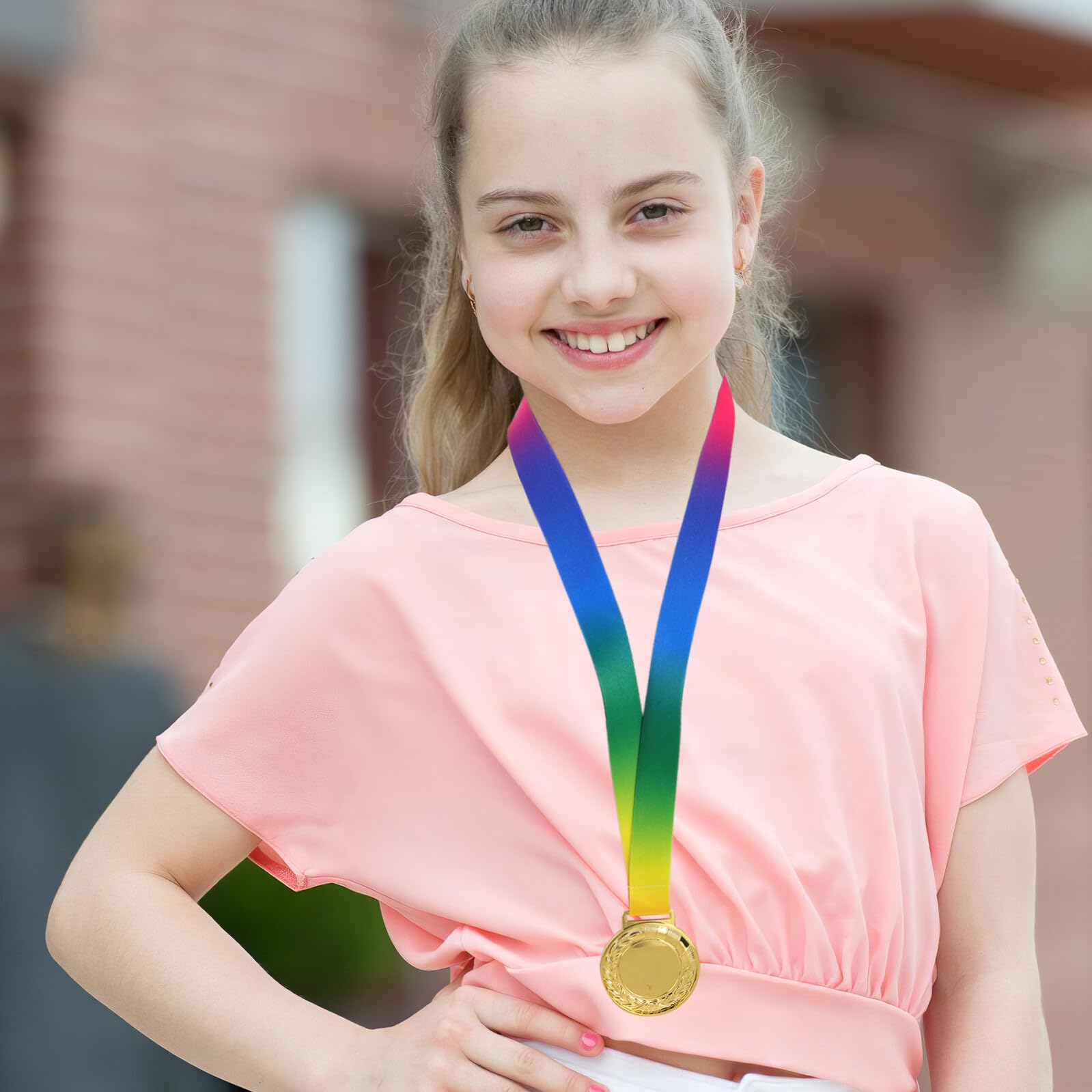ORFOFE Juego de Trofeo Deportivo de Oro 42 Cm con Medalla de Premio y Cinta para Competición, Copa de Trofeo y Medalla de Ganadores para Eventos Deportivos y Ceremonias de Premiación