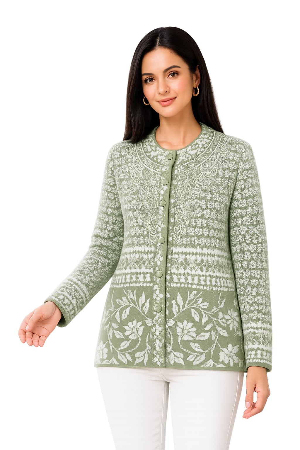 first sleep Embroidered Casual Knitted Print Women Cardigan for Winter-picture-16