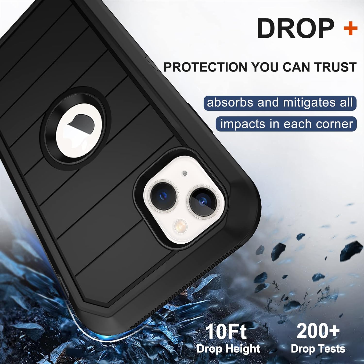 RubCase for iPhone 13 Case with Belt Clip Holster, 2 x Screen Protector, Heavy Duty Military Grade Full Body Shockproof Dust-Proof Drop Proof Rugged Protective Cover for iPhone 13 - Image 4