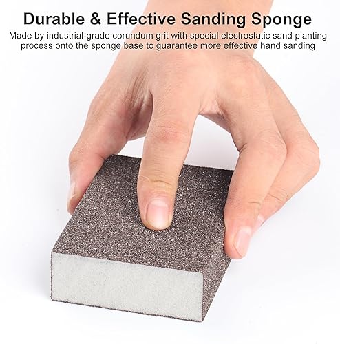 Miniatura 5 de Bloques de lijado, 6 esponjas de lijado, esponja de papel de lija para muebles de madera, pintura de metal, paneles de yeso, bloques de papel de