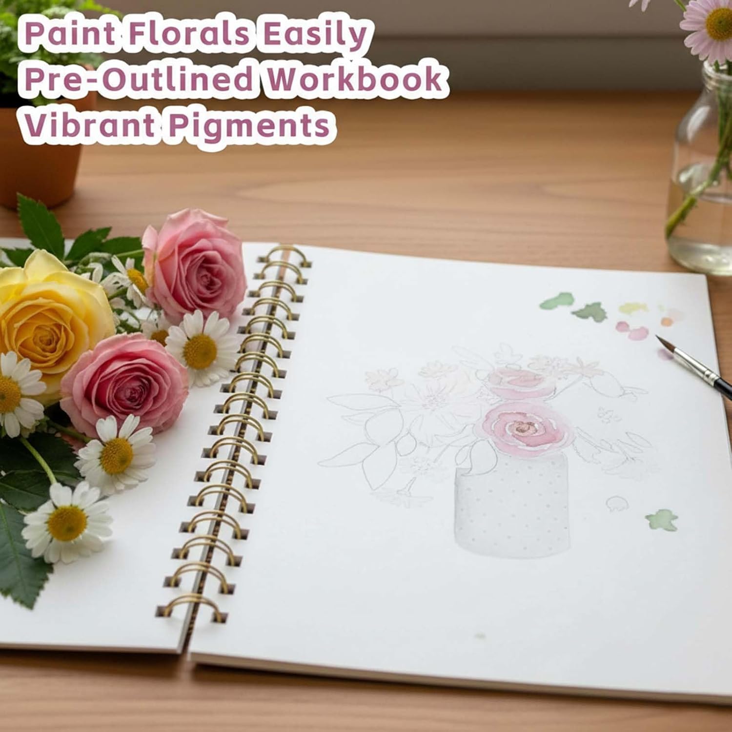 Watercolor Workbooks, Beginner Watercolor Painting Kit – 12 Colors Paint Set with Brush – Perfect for Gifting to Spark Creativity & Joy for Teens & Adults (Christmas)