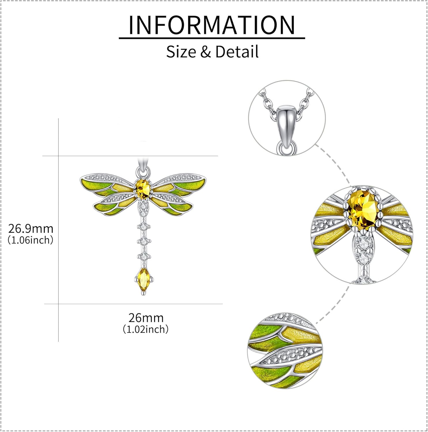 YAFEINI Dragonfly Necklace 925 Sterling Silver Blue/Pink/Yellow/Purple/Green Zircon Dragonfly Pendant Necklace Vintage Bohemian Dragonflies Jewelry Gifts for Women - Image 6