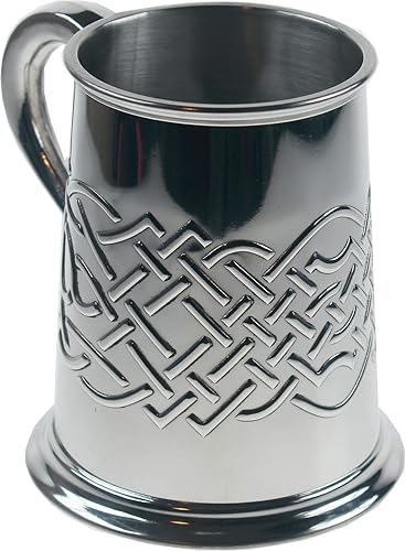 Miniatura 5 de Wentworth Pewter Jarra de peltre con nudo celta islámico en relieve, taza de cerveza