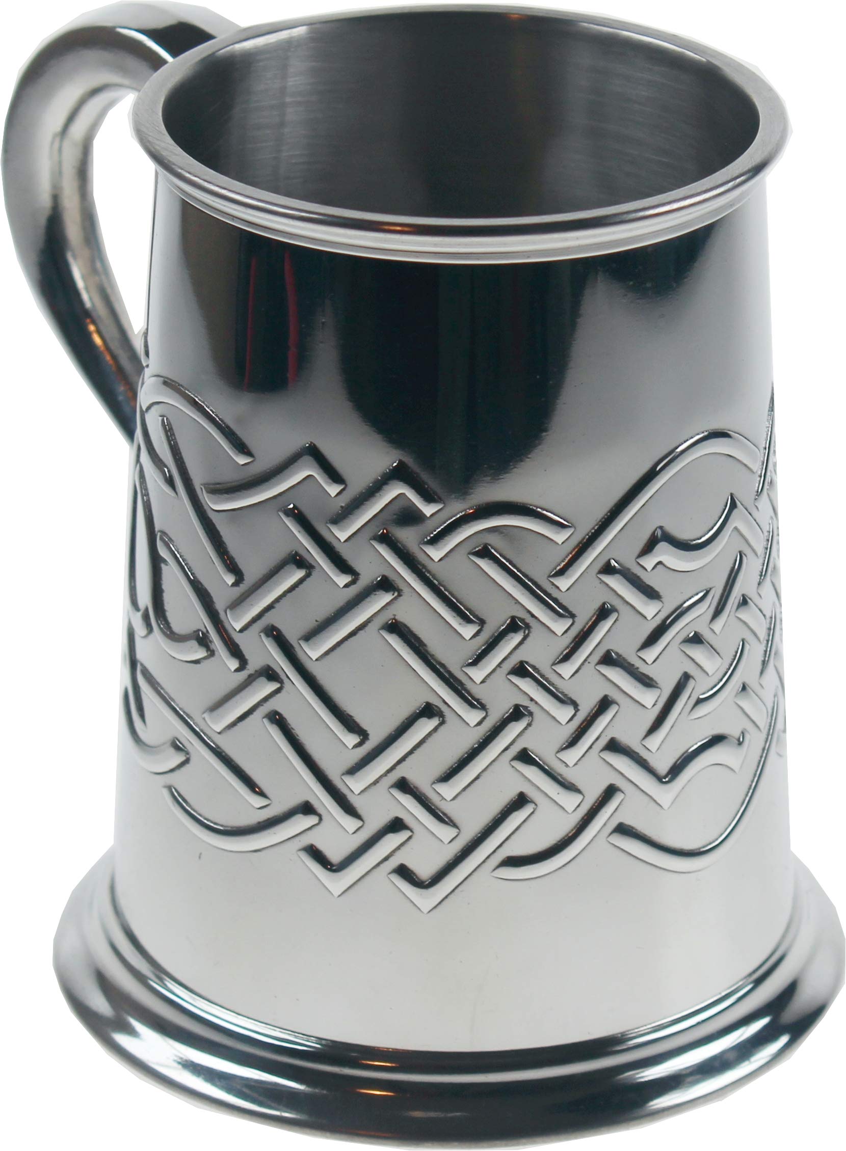 Wentworth Pewter Chope en étain à nœud celtique d'Islay en relief, chope à bière, anniversaire, fête des pères, cadeau de mariage