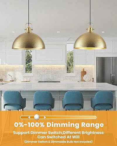 Miniatura 5 de Luces colgantes martilladas, lámpara colgante dorada 1 paquete