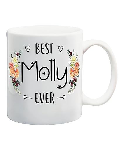 Miniatura 1 de Molly Ever Personalized Name Mug for Women Girls, Custom Name Flower Coffee Mug, Name Coffee Cup, Floral Design, Personalized Gift Her, Mug with