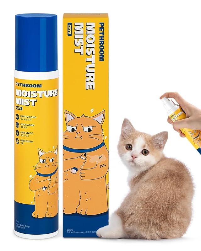 PETHROOM Unscented Cat Moisture Mist Natural Leave-In Conditioner Spray for Cats 95 Plant Extracts Hydrating Detangling Static Dander