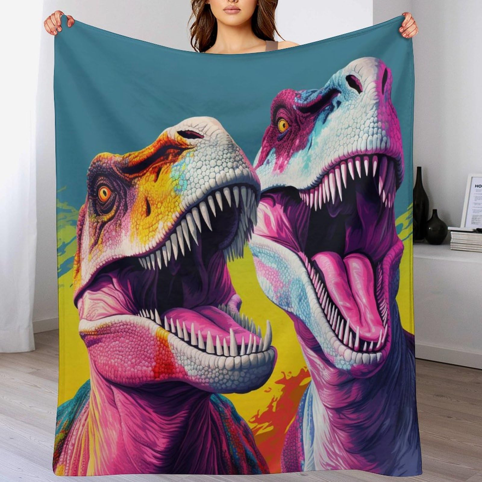 Manta de franela de dinosaurios infantil 100x130 cm para sofa y cama