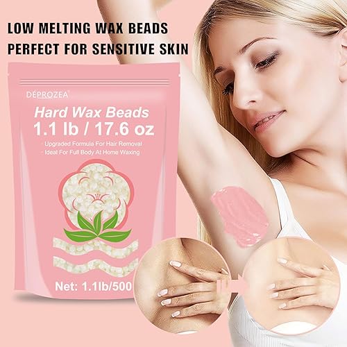 Miniatura 5 de DEPROZEA - Cuentas de cera dura, 1.1 libras17.6 onzas para depilación sin dolor en piel sensible, ideal para todo el cuerpo, cara, cejas, bikini