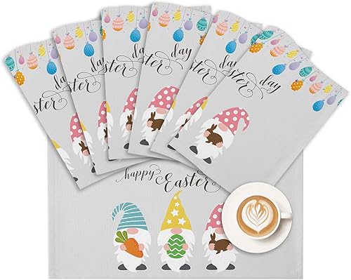 Vista 369 de Juego de 6 manteles individuales rojos para el día de San Valentín, diseño de corazón de San Valentín, resistentes al calor, lavables, manteles