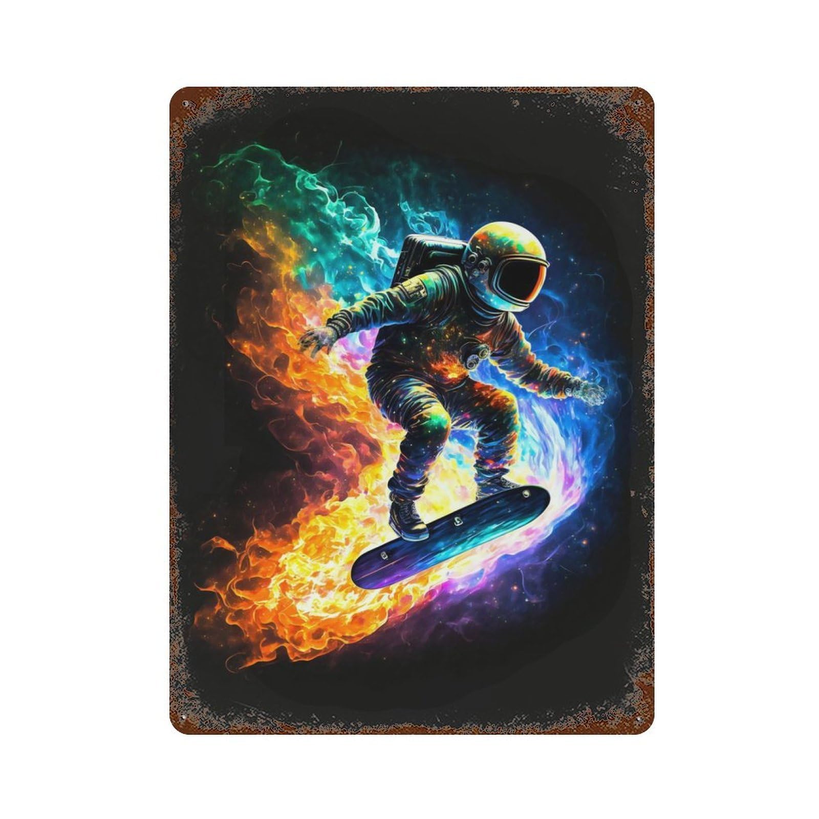 Garage Style ASTRO ON FIRE Weathered Tin Sign 15.7"x11.8", Classic Wall Plaque for Bar And Workshop