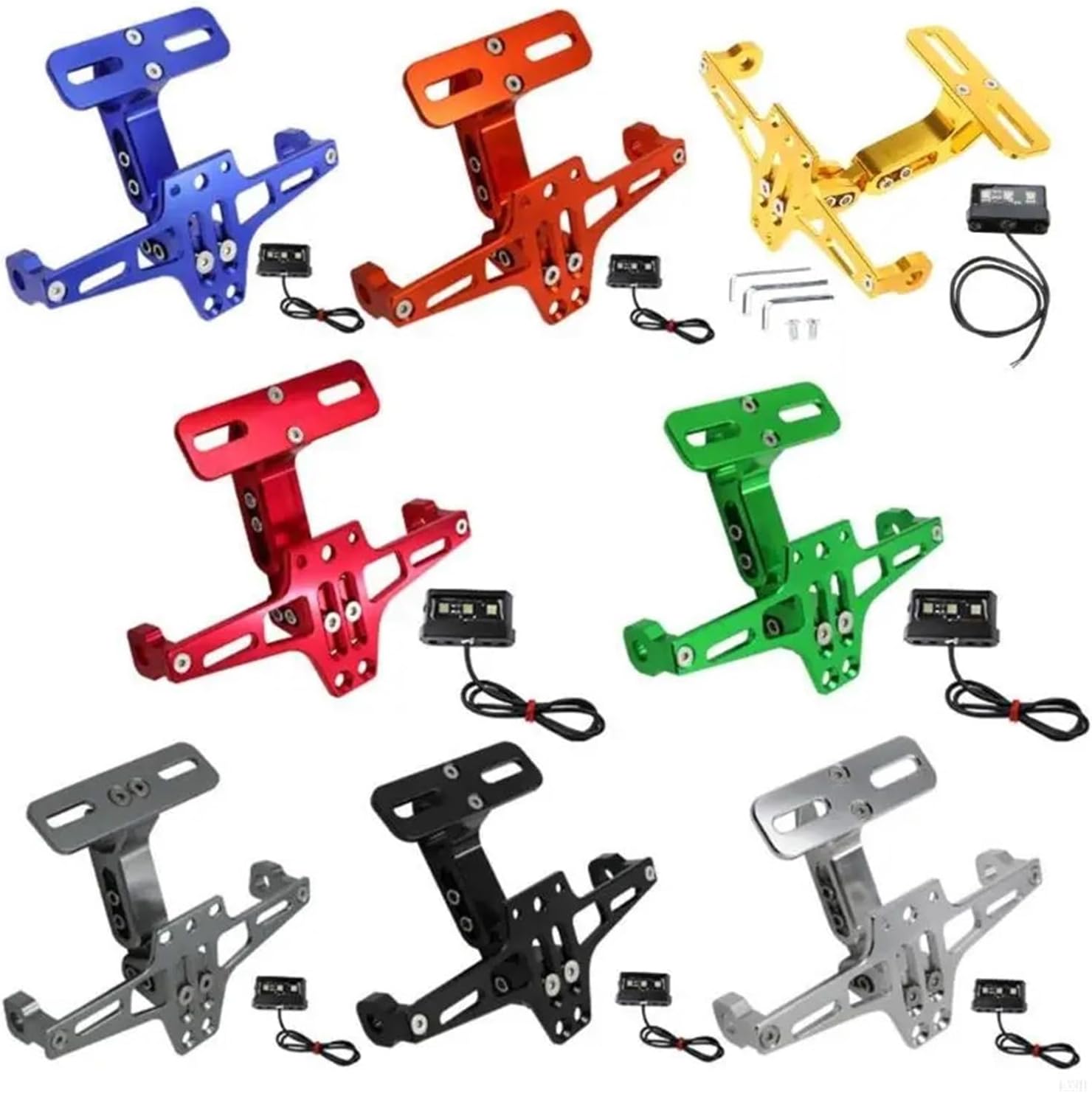 LX0E Aluminum Motorcycle License Plate Hold With License Plate Frame Set(Gold)