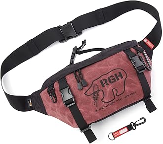 RE ROUGH ENOUGHRough Enough Tactical Fanny Pack Crossbody Large Waist Bag for Men Fishing Hiking Travel in Waxed Canvas Red, 4LGlobal Recycled StandardGlobal Recycled StandardGlobal Recycled Standard