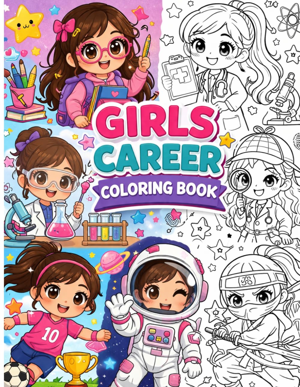 Career Adventure Coloring Book for Girls Ages 4–8: Cute Kawaii Career Coloring Pages with Fun Jobs and Creative Activities (Little Dreamers Activity Books)