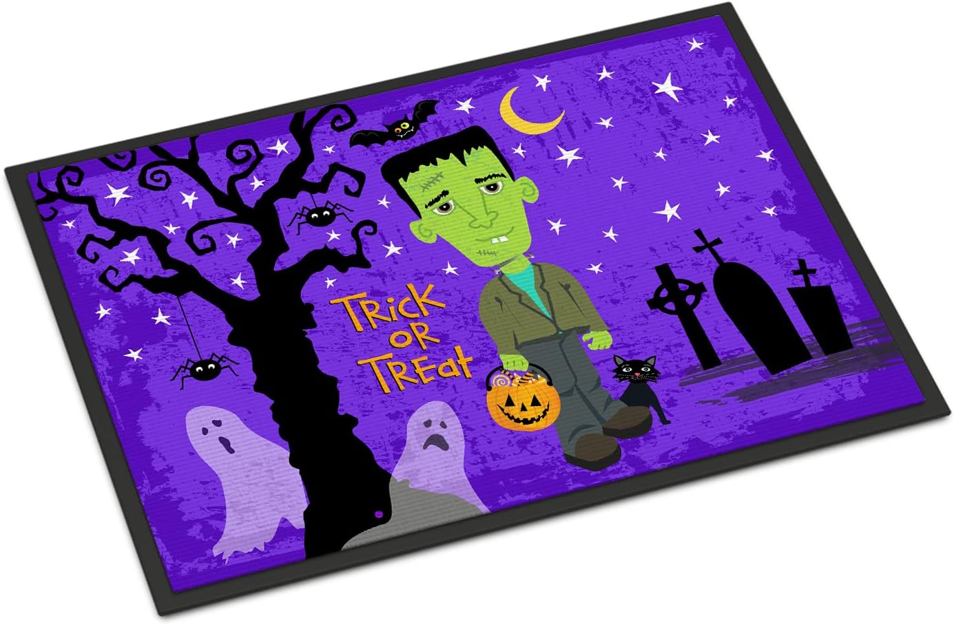 Caroline's Treasures VHA3021JMAT Halloween Frankie Frankenstein Doormat 24x36 Front Door Mat Indoor Outdoor Rugs for Entryway, Non Slip Washable Low Pile, 24H X 36W