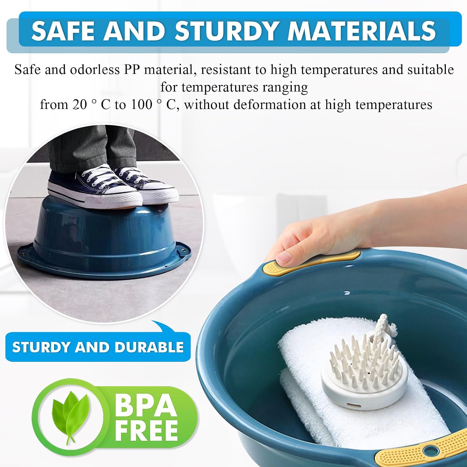 INVODA Plastic Wash Basin Small Laundry Tub Space Saving Round Wash Tub for Dish, Fruit, Camping, Laundry, Home & Dormitory (Blue S 3PCS)