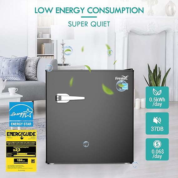 Mini Fridge,1.7 Cu.Ft. Small Refrigerator,Energy Star Small Fridge,One-touch Easy Defrost,6 Temperature Settings,Low Noise, Retro Compact Refrigerator for Bedroom,Office,Dorm,Basement (Black)