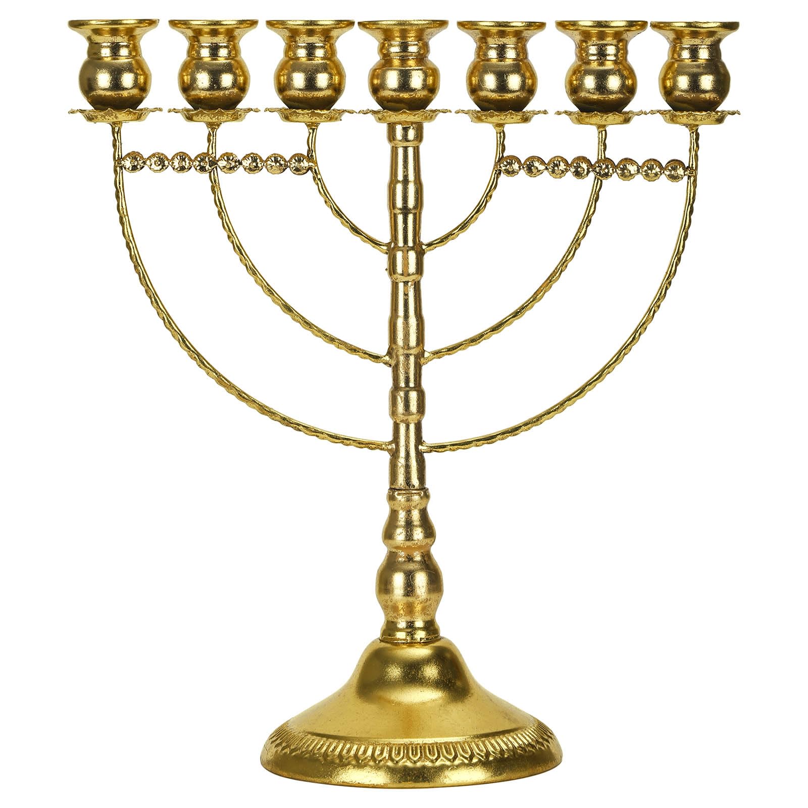 Gold 7 Branch Menorahs Candlestick Holder, Kwanzaa Candlestick Holder, Candle Holder for Hanukkah, Kwanzaa, Shabbat, Jerusalem Temple