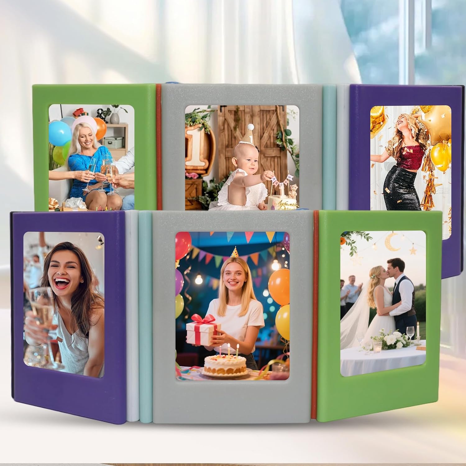 50 Pack 2x3 Picture Frame for Fujifilm Instax Mini Polaroid Film, 10 Colors Magnetic Mini Picture Frames, 3 Inch Polaroid Picture Frame for Home & Office Tabletop Display