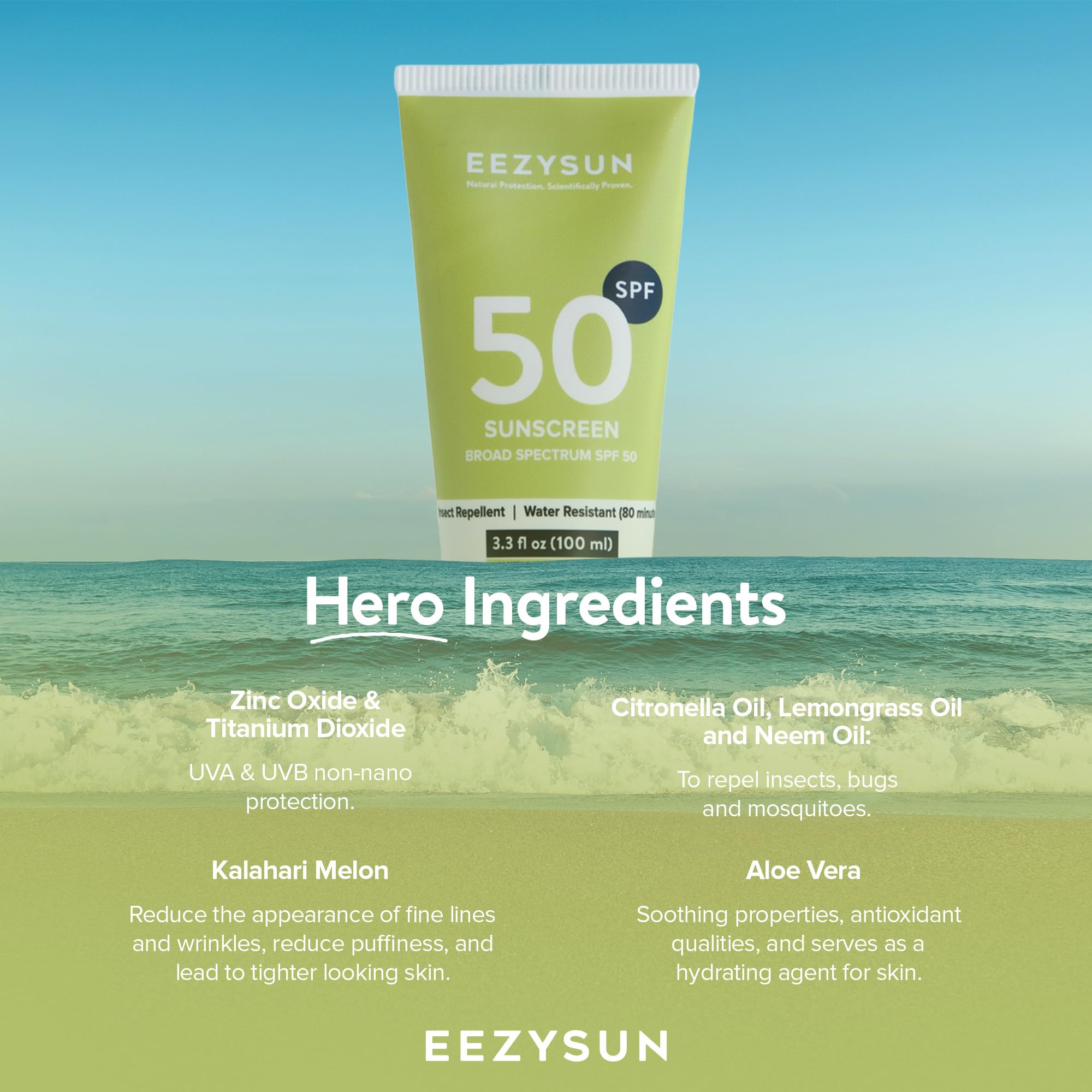 Amazon.com: EEZYSUN Sunscreen SPF50 with Insect Repellent - Water