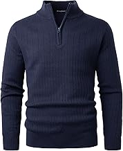 Men's 1/4 Zip Winter High Neck Long Sleeve Knitted Sweaters Jacket Fine Casual Warm Basic Pullover Solid Color Coats Work Sweatshirt Turtleneck Classic