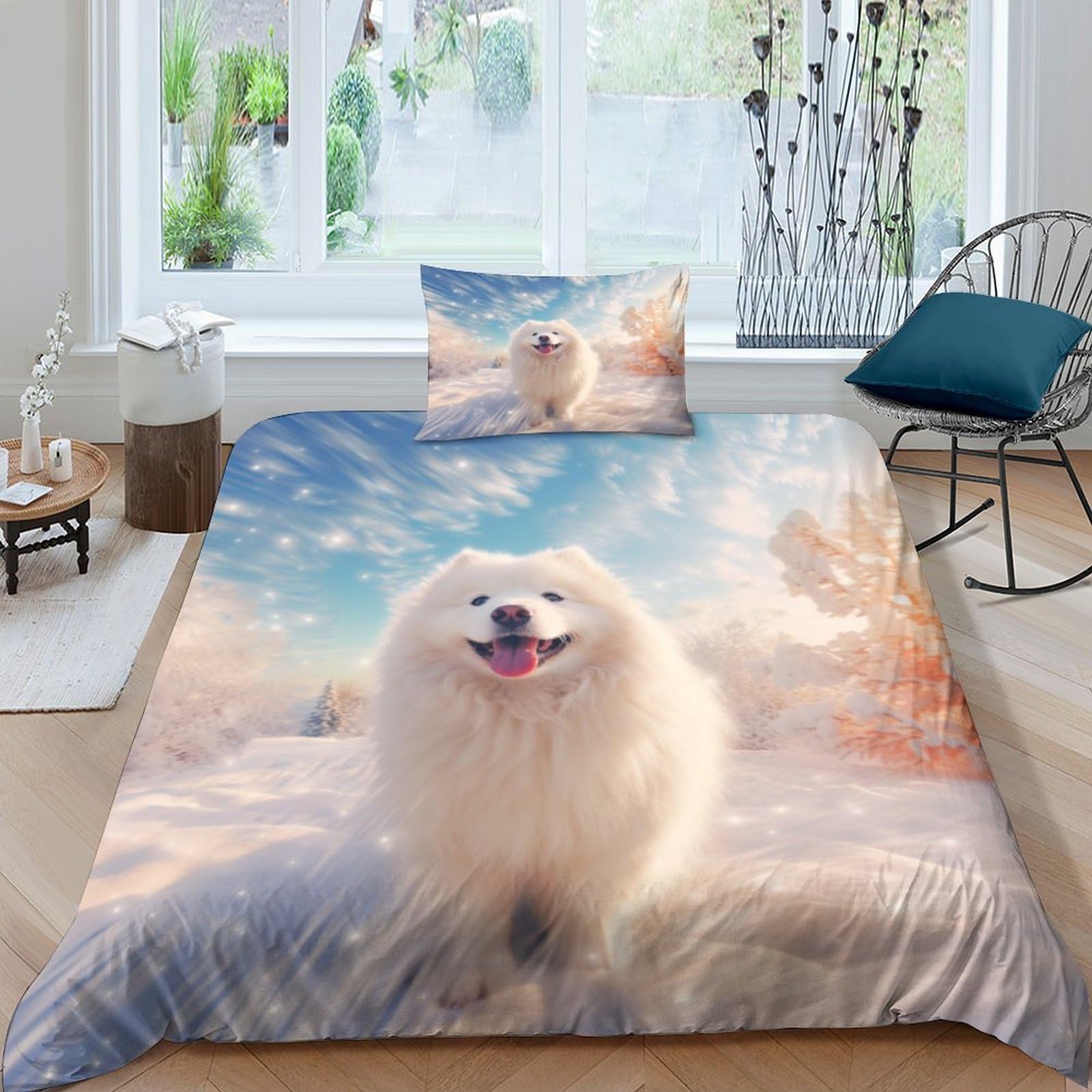 Parure de lit Samoyède 135x200cm cadeau idéal pour garçons et filles