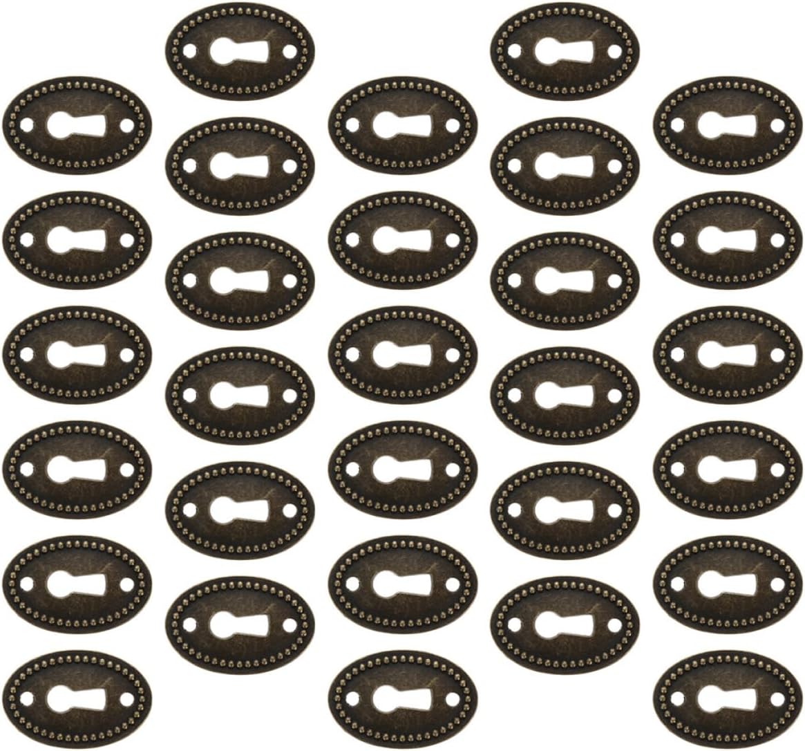 30Pcs Antique Keyhole Cover Plate Retro Keyhole Escutcheon Insert for Furniture Protection Decorative Hardware for Home Use