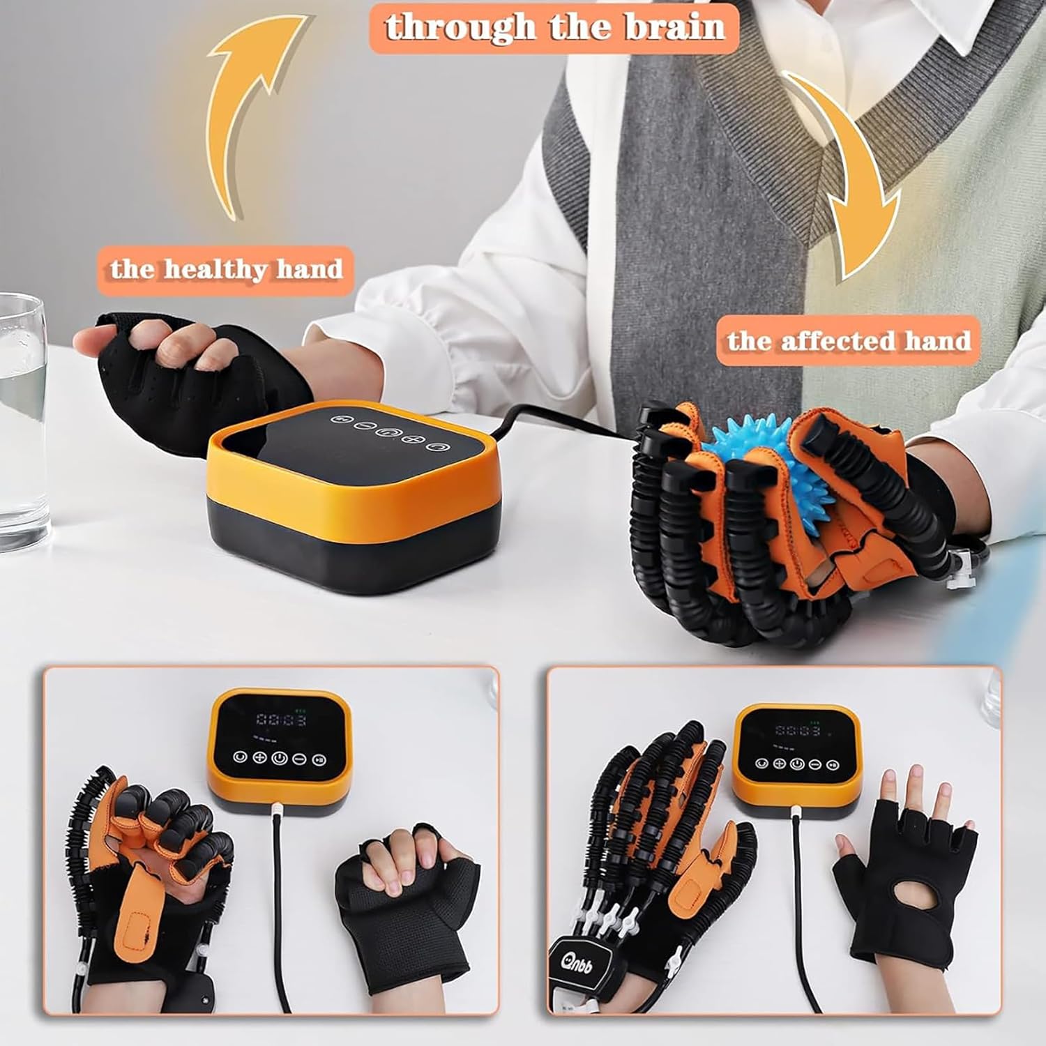 Hand Bilitation Robot Gloves, 9-Level Strength Adjustment Equipment, with Multi-Finger Training/Mirror Mode, for Physical Therapy of Hand Stroke