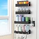 Magnetic Water Bottle Holder for Refrigerator, Cup Holder Organizer for Stanley and Tumbler for Kitchen, 4 Pack, Black