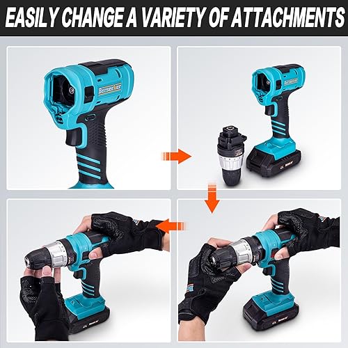 Miniatura 4 de Berserker Juego de taladros inalámbricos de 20 V, juego de taladros con batería de iones de litio de 2.0 Ah y cargador rápido, portabrocas sin llave