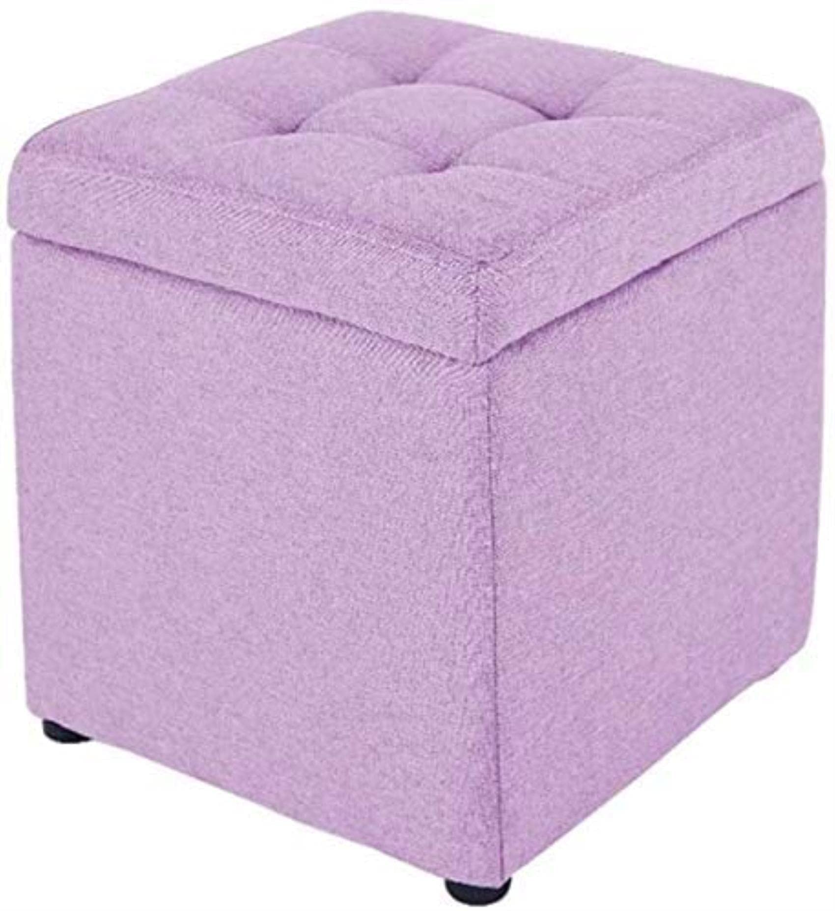 Repose-pieds coffre ottoman violet en lin et petit pouf de rangement carré salon