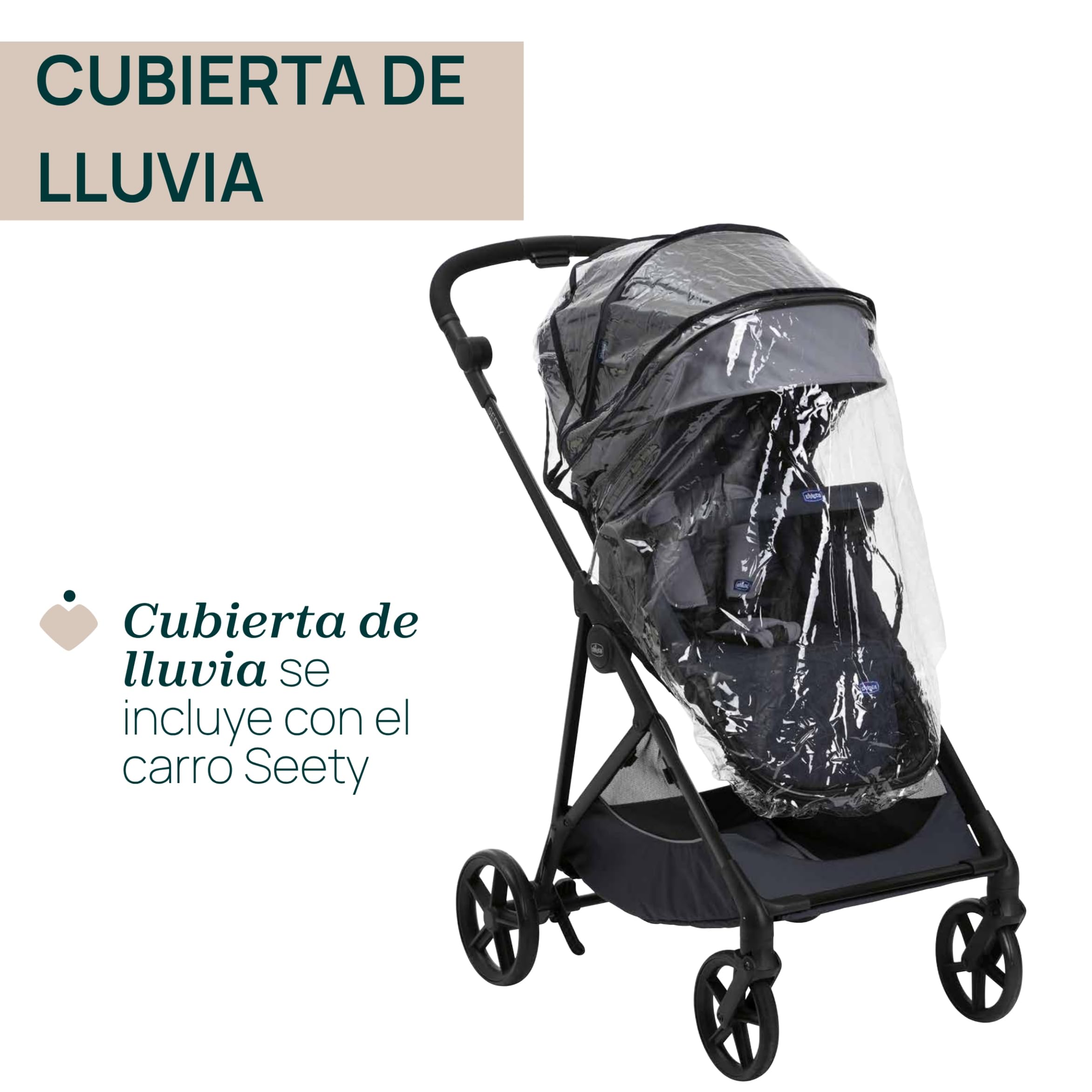 Chicco Cochecito Seety, Cochecito Ligero y Compacto, Desde 0 Meses hasta 4 Años, Capacidad Máxima 22 kg, Cochecito Plegable, Respaldo Reclinable, Cierre Automático en 1 Gesto, Capota Parasol