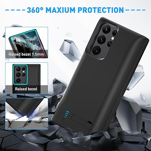 Miniatura 3 de Galaxy S22 Ultra - Funda de batería con función atril y doble dispositivo de carga y 5000 mAh, funda de cargador de respaldo recargable para Samsung