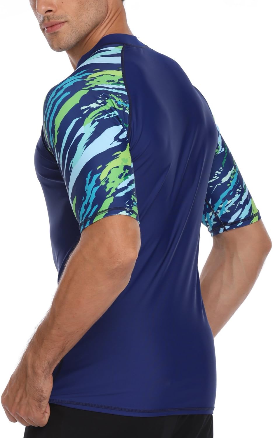 AXESEA Men's Short Sleeve Solid Swimsuit Sun Protection Rashguard Swim Shirt UPF 50+ - Image 3