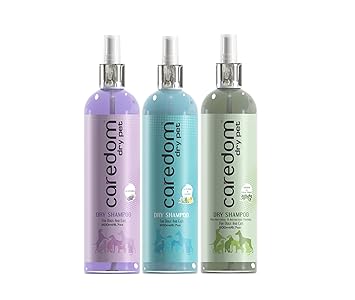 Caredom Combo Offer - All 3 Variant Water Less Dry Shampoo (Lavender, Aloevera & Lemon, Neem & Tea Tree) | for Quick Water Free Bath | for Dog & Cat (200 ml * 3 Nos) (600 ml)