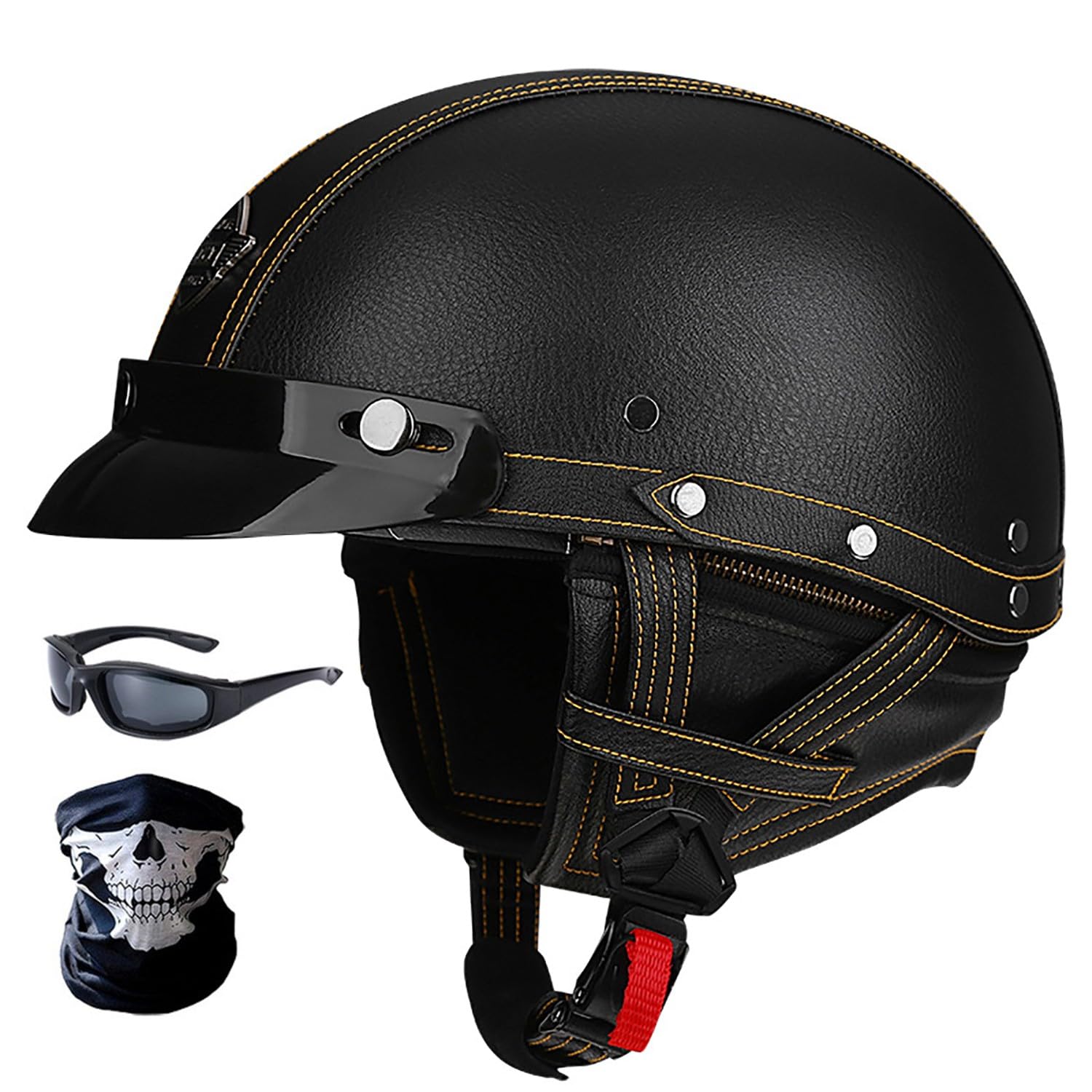 CNNGU Retro Half Helmet For Men and Women, German Style Retro Open Face Helmet, Moped Scooter Half Helmet ECE Approved Vintage Locomotive Motorbike Half Shell Helmet