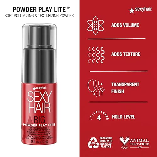 Miniatura 4 de SexyHair Big Powder Play Lite - Polvo voluminizador y texturizante suave, 0.4 onzas, hasta un 50% más de volumen, polvo ligero, Invisibible
