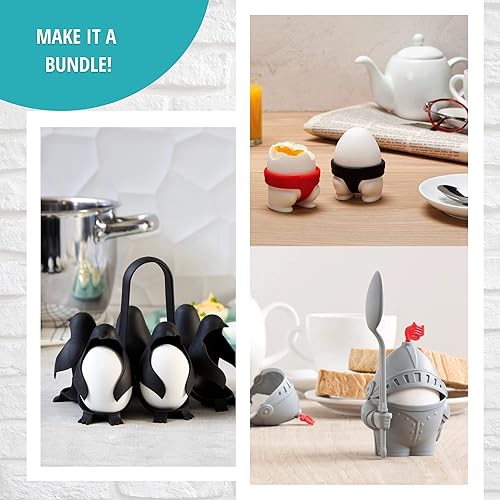 Miniatura 2 de PELEG DESIGN Egguins - Soporte para huevos 3 en 1 para cocinar, almacenar y servir + Arthur, soporte para tazas de huevos duros o suaves con una