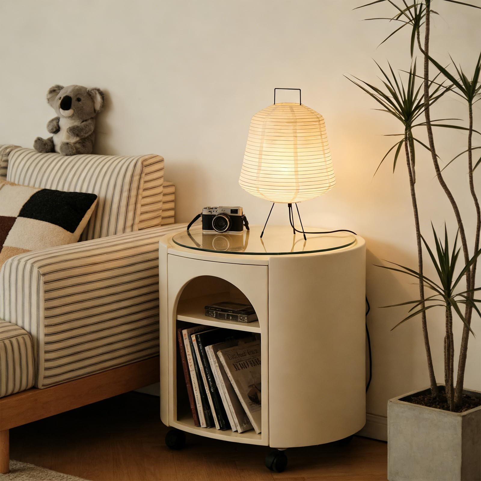 Abat-jour en papier de riz, lampe de chevet, lampadaire, lampe de table, avec douille E27, lampe suspendue, lampe en papier, câble de 2 m, hauteur 36 cm (ampoule non incluse)