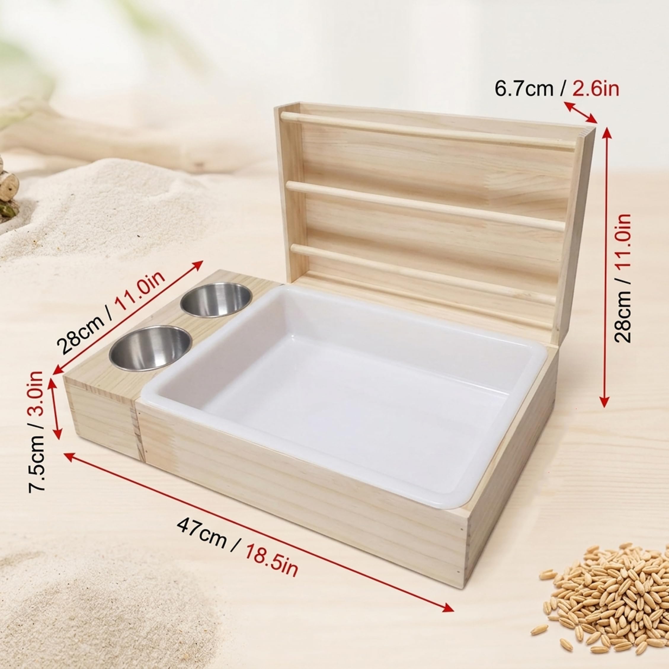 Hasen-Heu-Futterstation, Kaninchen-Heu-Futterstation mit Katzentoilette – Futternapf für Meerschweinchen aus Holz und Lebensraum für kleine Haustiere (Hasen, Wachteln, Hamster).