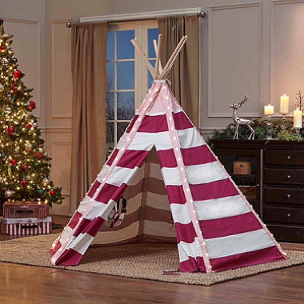 Pink Stripe 6 FT Tall LED Teepee 
