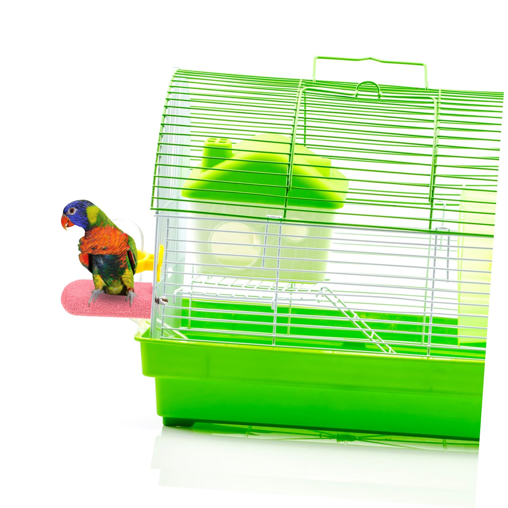 GALPADA 3 Piezas Perchas para Periquitos con Plataforma de Molienda para Uñas Juguete para y Pájaro Soporte para Jaulas Fácil Instalación Compatible con Varias Jaulas Verde Rosa