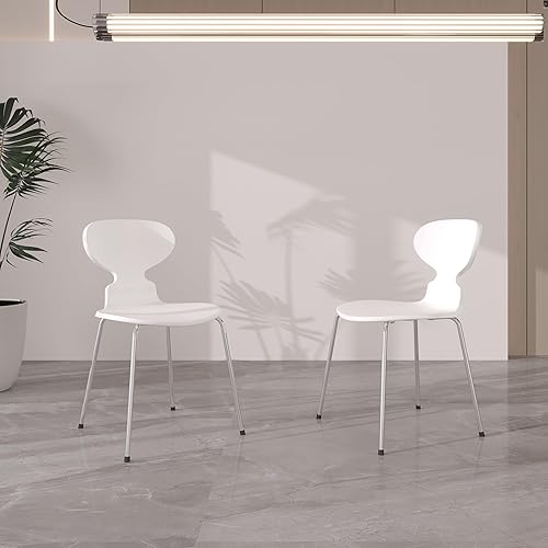 Miniatura 6 de Un juego de 2 sillas de comedor modernas de mediados de siglo, sillas de comedor, sillas de cocina de plástico (negro)