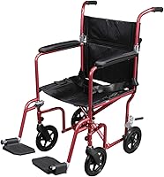 Vista 1 de Drive Medical Flyweight - Silla de ruedas de transporte ligera con ruedas extraíbles, color rojo