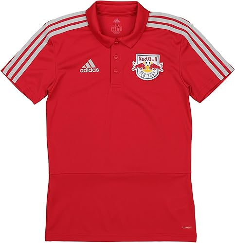 adidas Polo de 3 rayas de entrenadores terminados de la MLS, New York Red Bulls