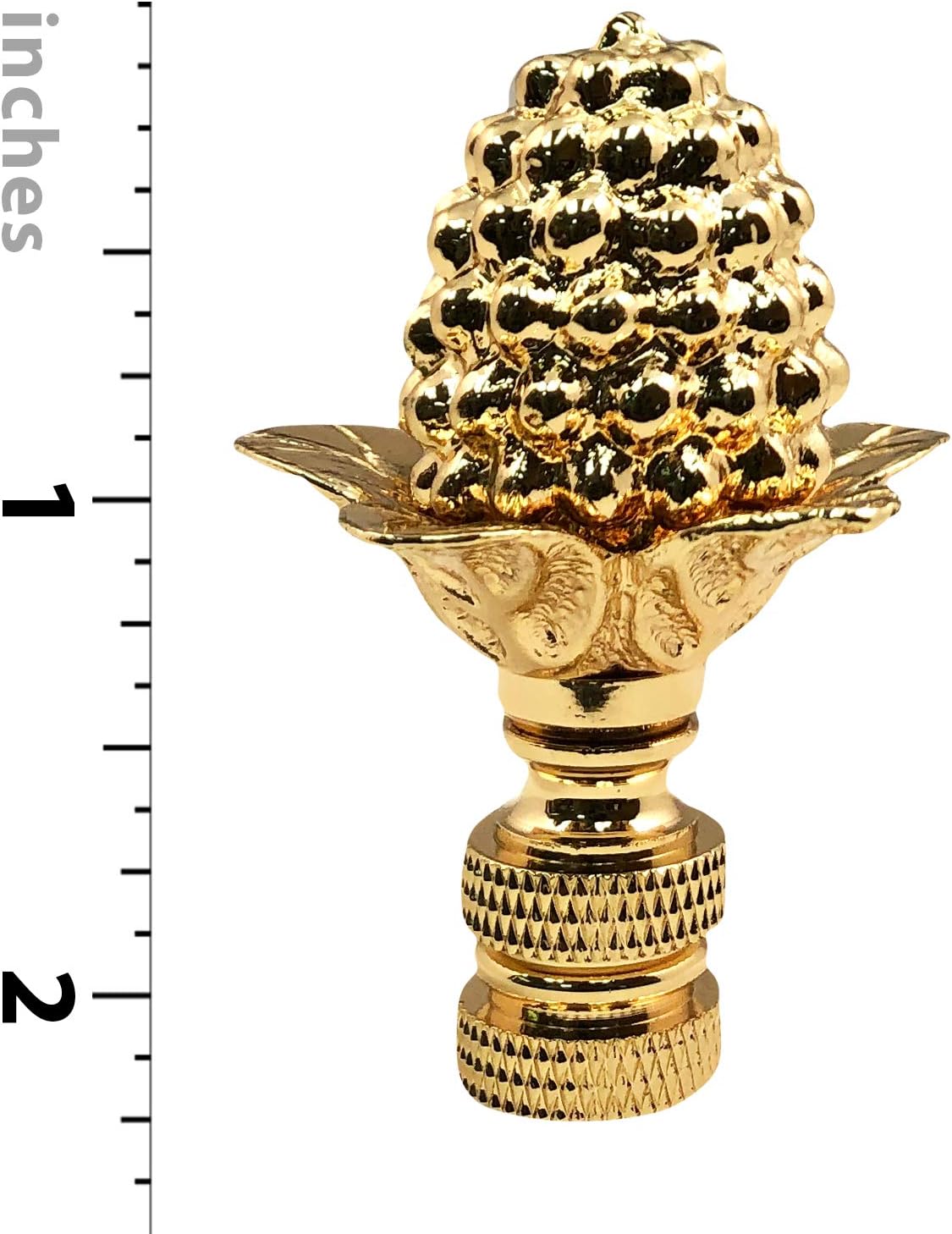 Royal Designs Decorative Pineapple 3" Lamp Finial for Lamp Shade, Polished Brass - Set of 2