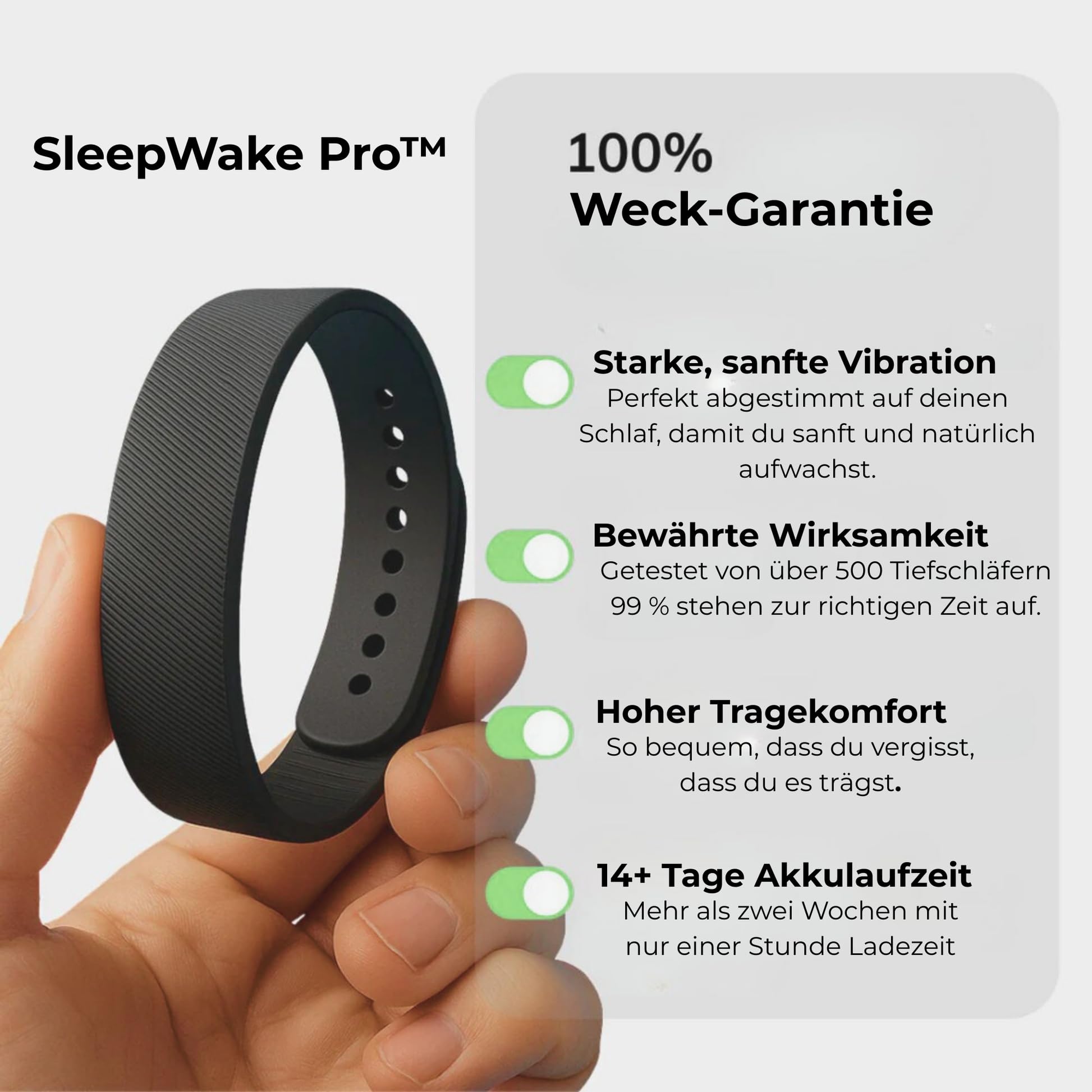 MEIION Belliv SleepWake Pro, Vibrations Wecker Armband für Tiefschläfer, Leises Aufwachen ohne Ton, Schlafphasen Erkennung, Smartes Wecker Armband mit Langer Akkulaufzeit