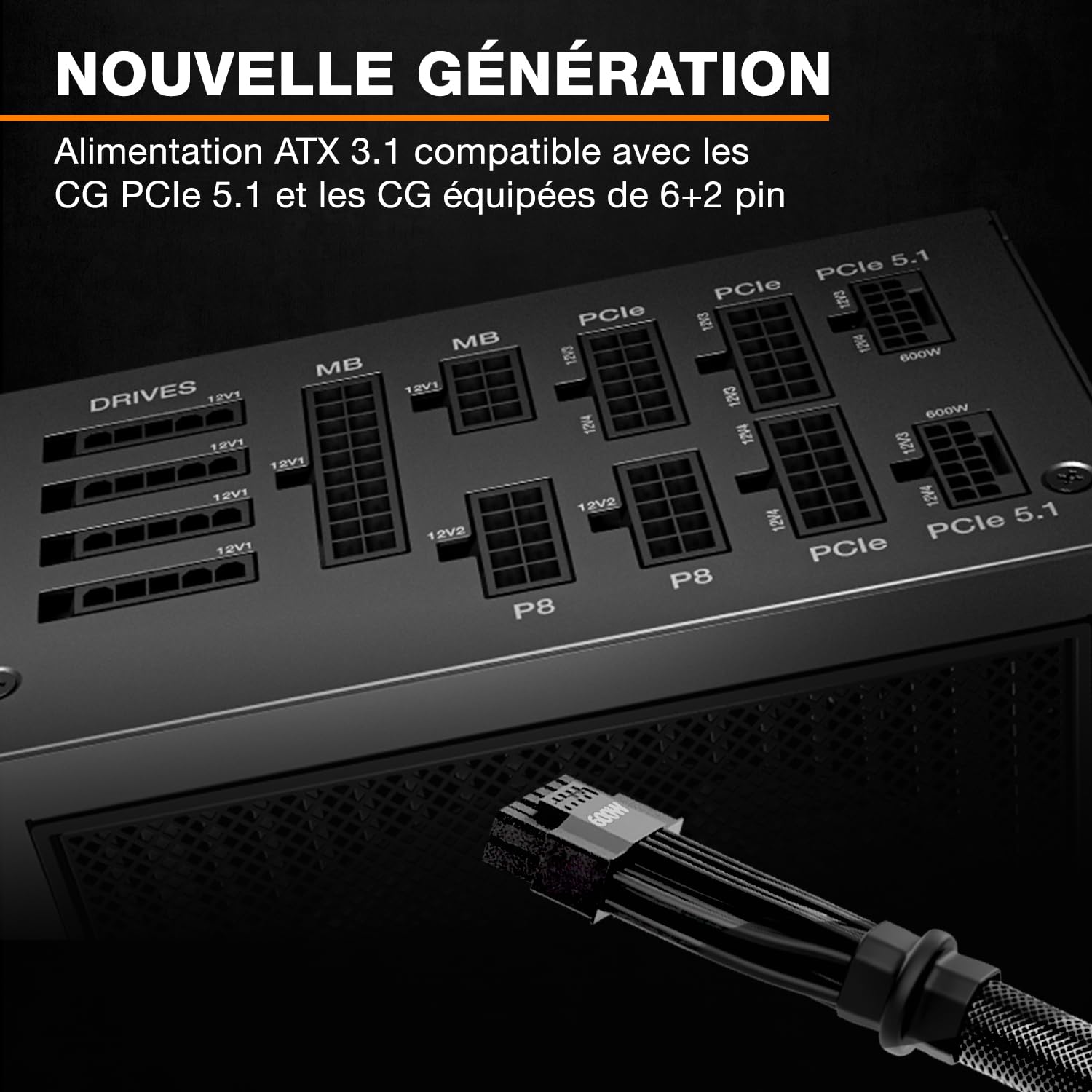 be quiet! Dark Power 14 1200W, ATX 3.1, Certification 80 Plus Titanium, Alimentation modulaire, Refroidissement Actif & Semi-Passif, compatibilité Cartes Graphiques PCIe 5.1, 5.0 & 4.0, Câble 12V-2x6